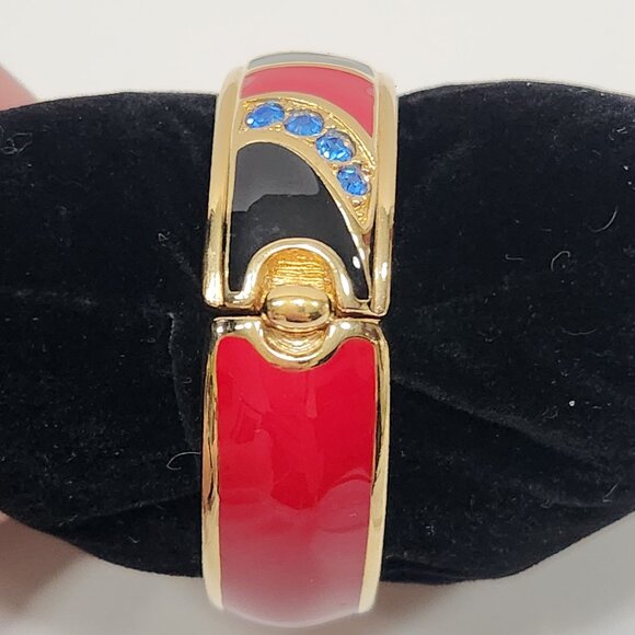 NWT 80s Swarovski Multicolored Enamel and Crystal Hinged Bangle Bracelet - Picture 3 of 9
